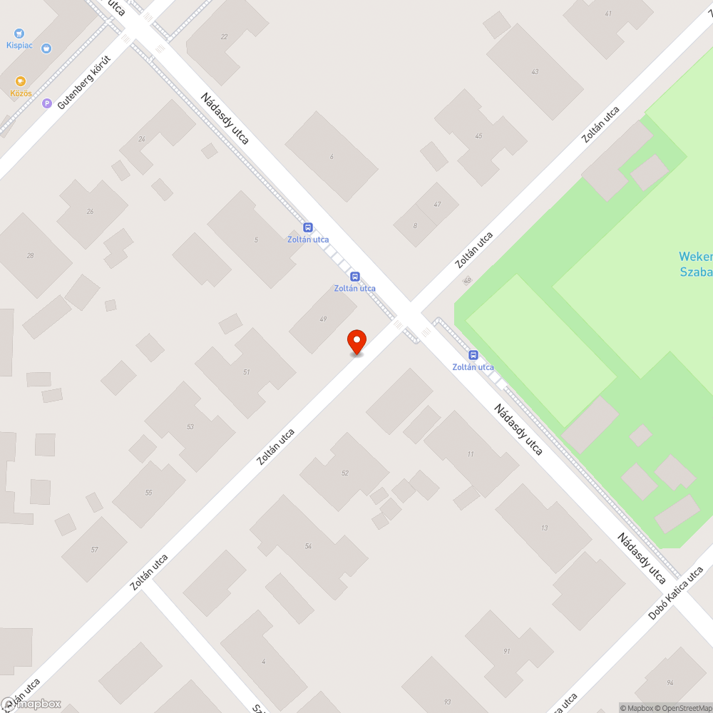 Kátyúk bejelentés helye