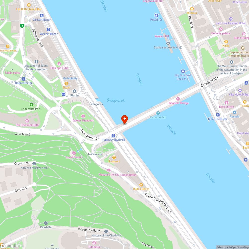 Erzsébet híd környékén romra kopott burkolati jelek bejelentés helye