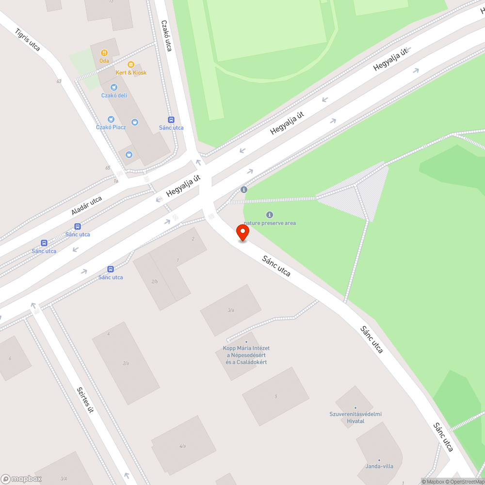 Beszakadt út és járda a Sánc utcán bejelentés helye