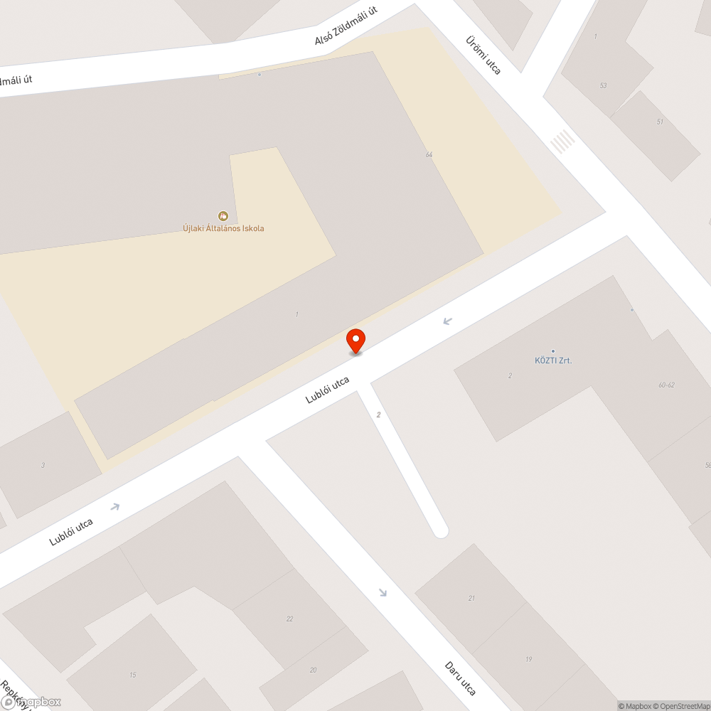 Kátyú a Lublói utcában bejelentés helye