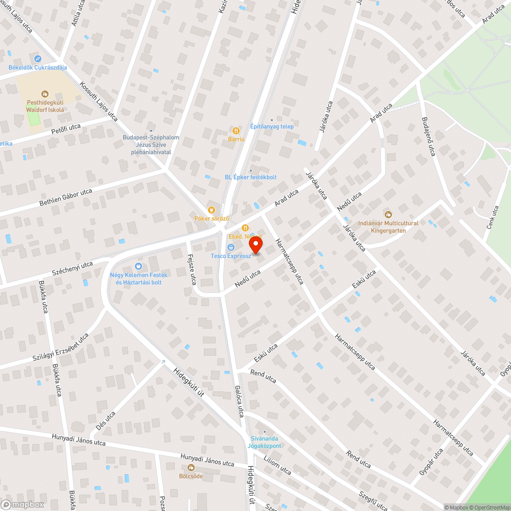 Veszélyes úttest bejelentés helye