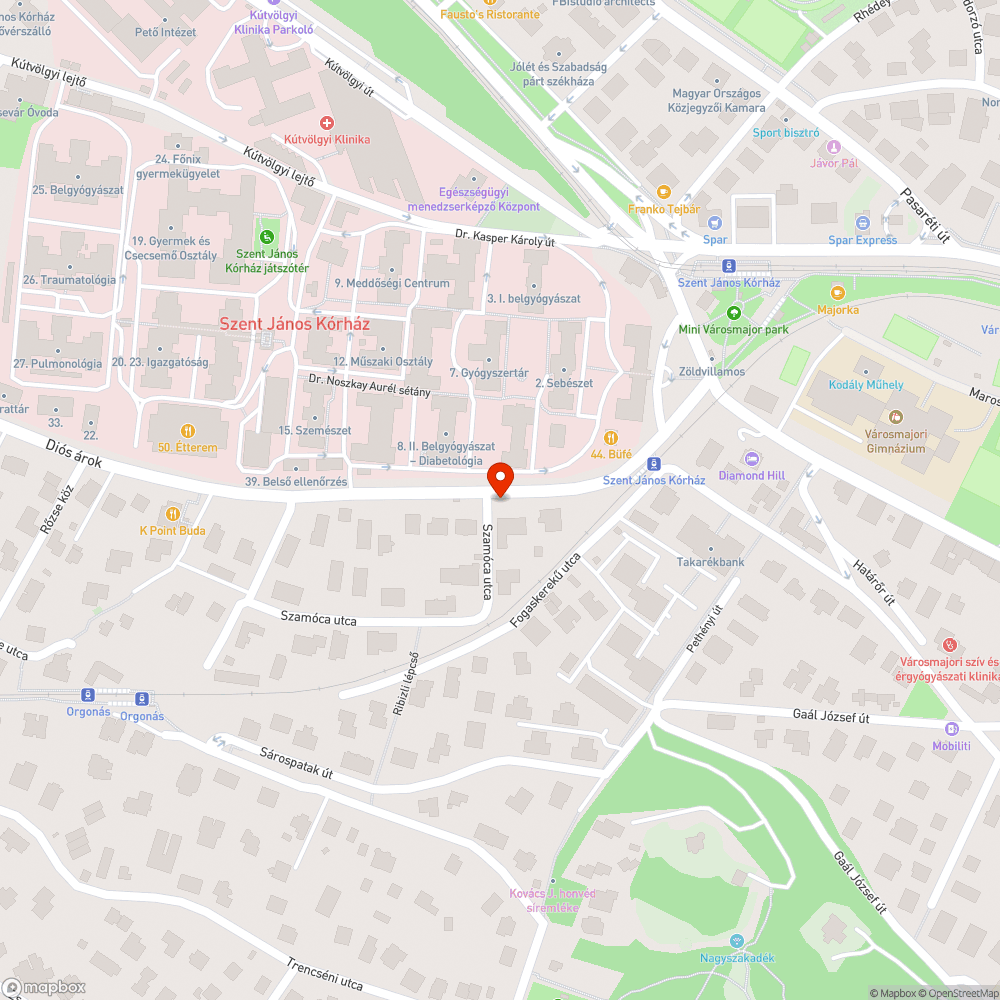 Diós árok - megsüllyedt útfelszín bejelentés helye