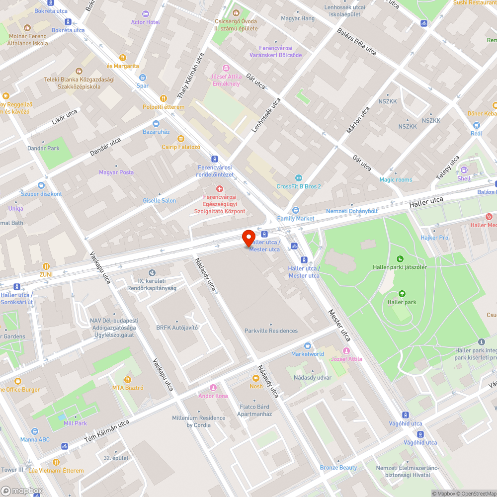 Rendszeres sár és por Haller utca 15 előtt bejelentés helye