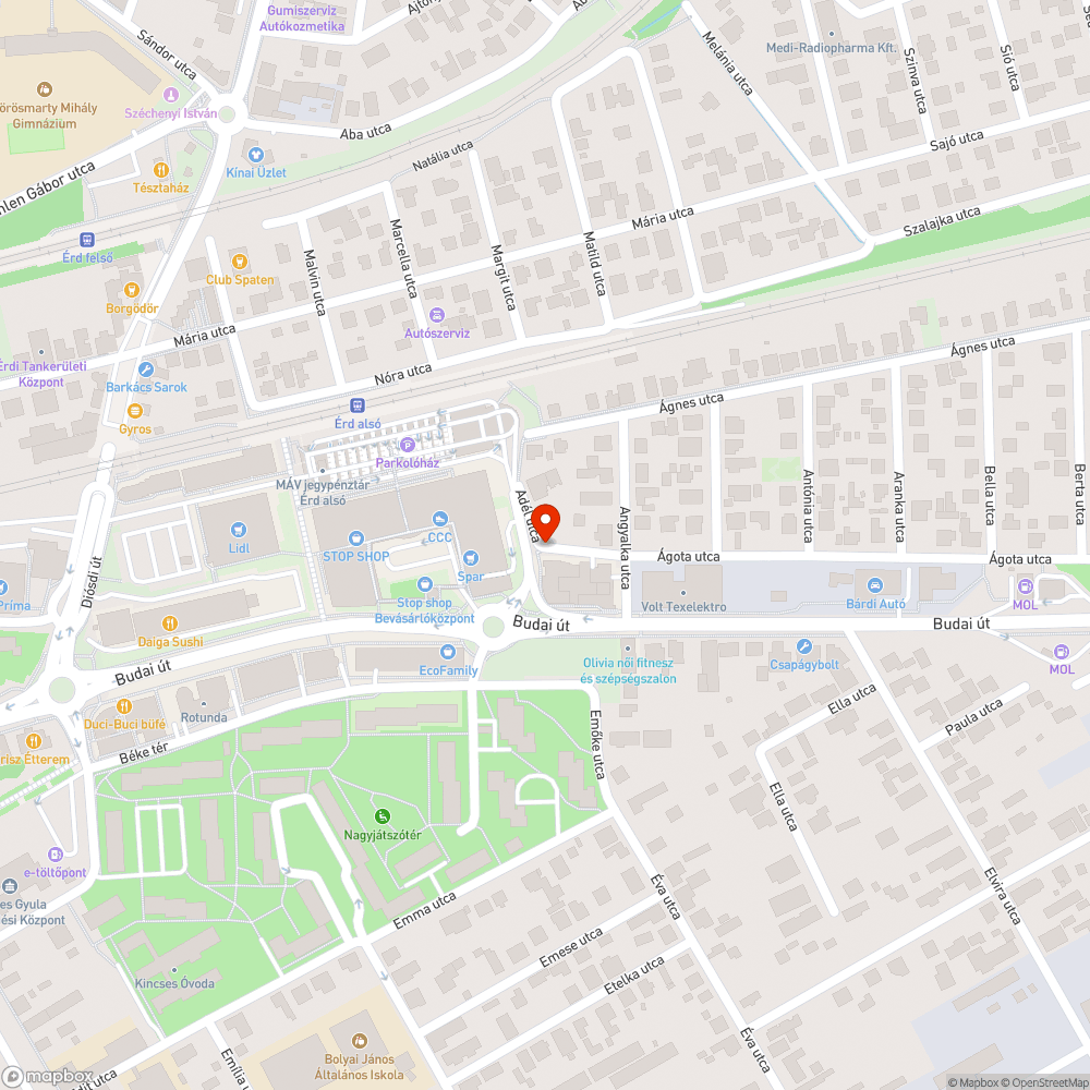 Adél utca több kátyú bejelentés helye