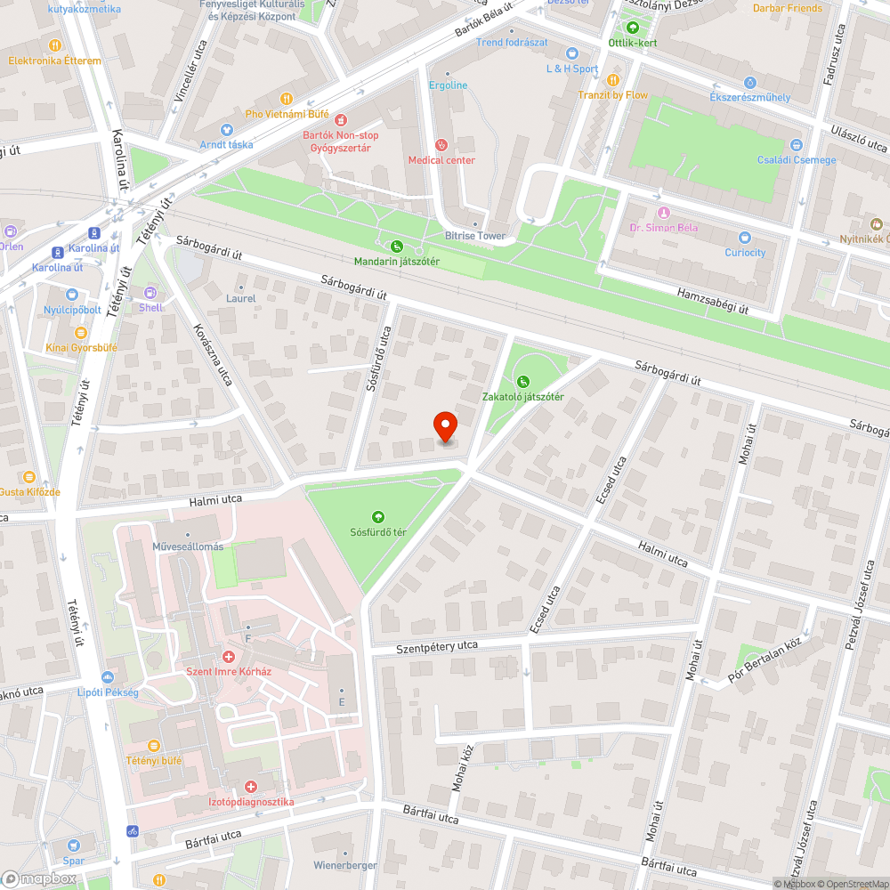 Közúti forgalom a Halmi utcán a XI kerületben bejelentés helye