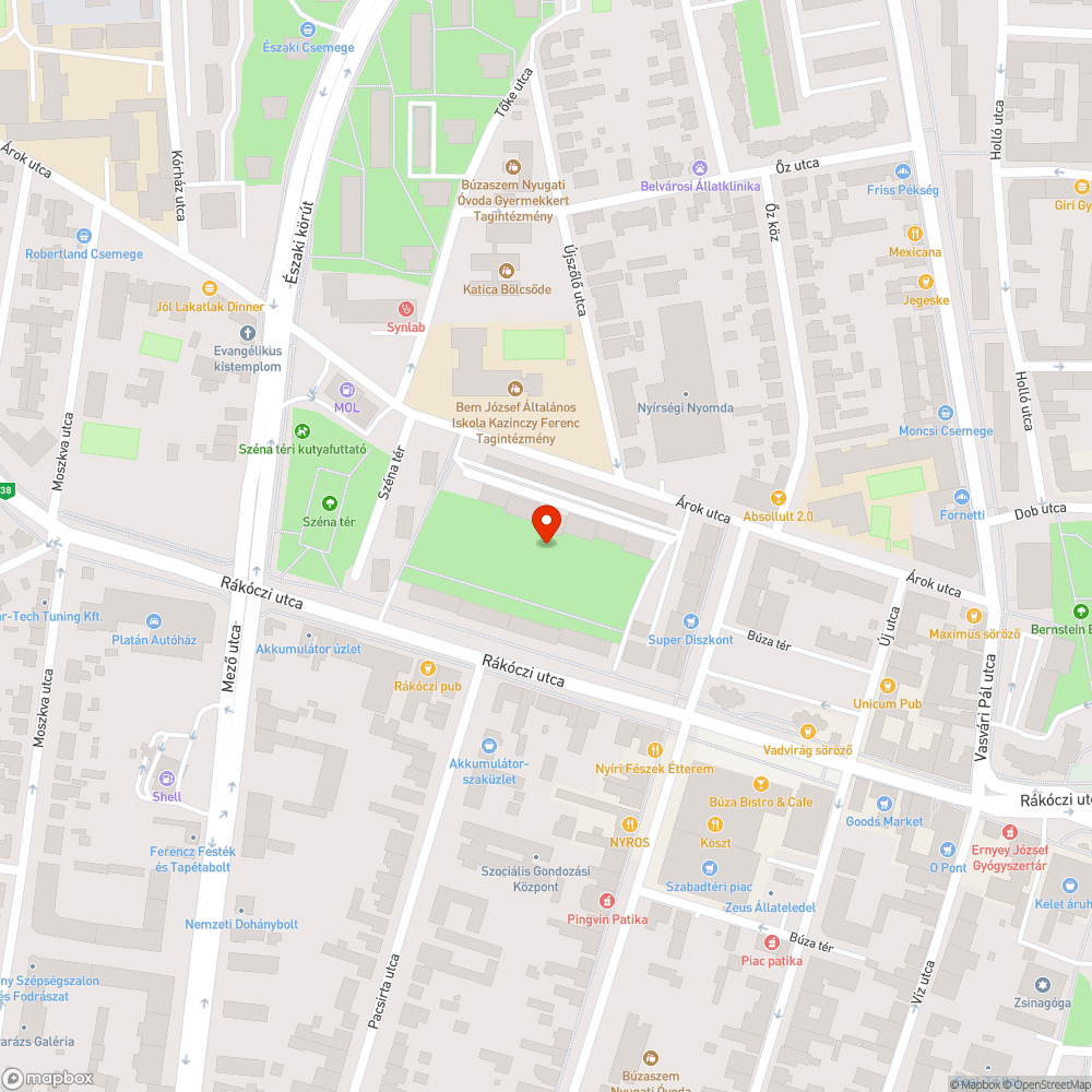 Árok utcai zöldterületre játszótér bejelentés helye