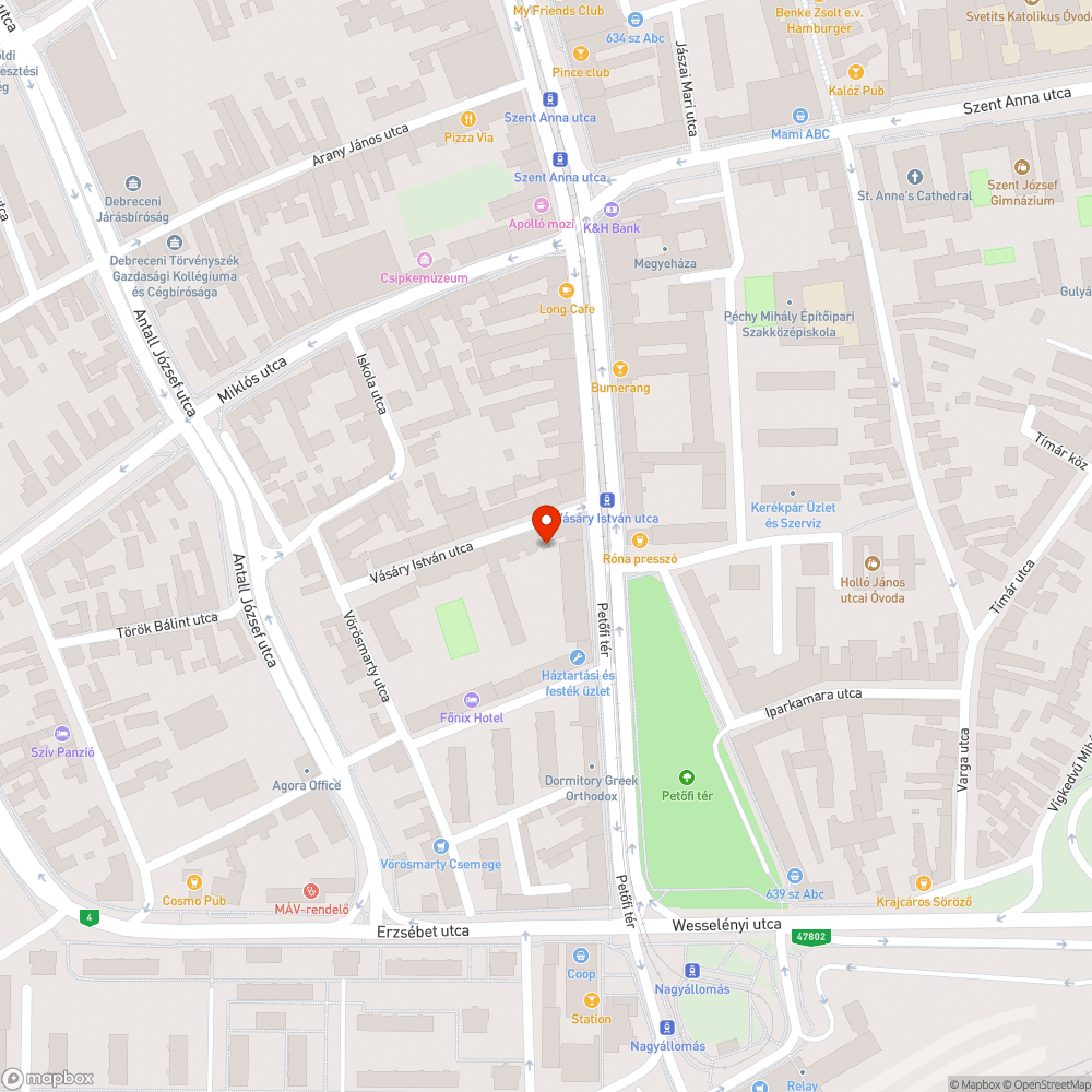 Szemét egy belvárosi parkban. bejelentés helye