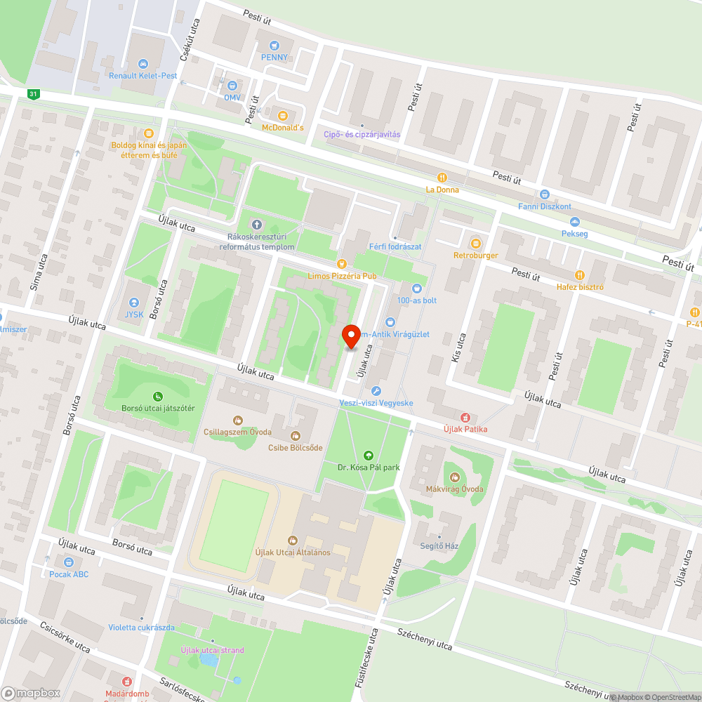 Elhagyott autó bejelentés helye