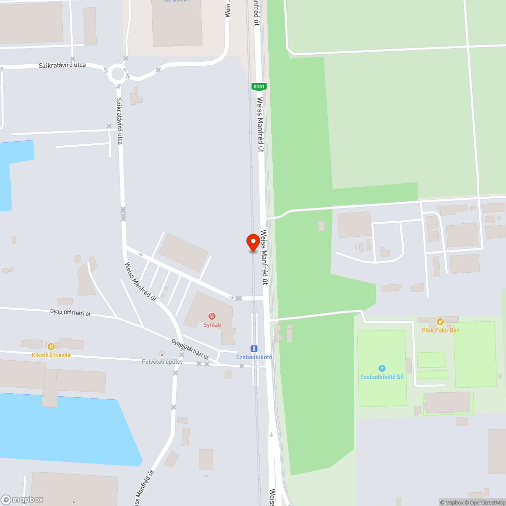 Megdőlt betonoszlop bejelentés helye