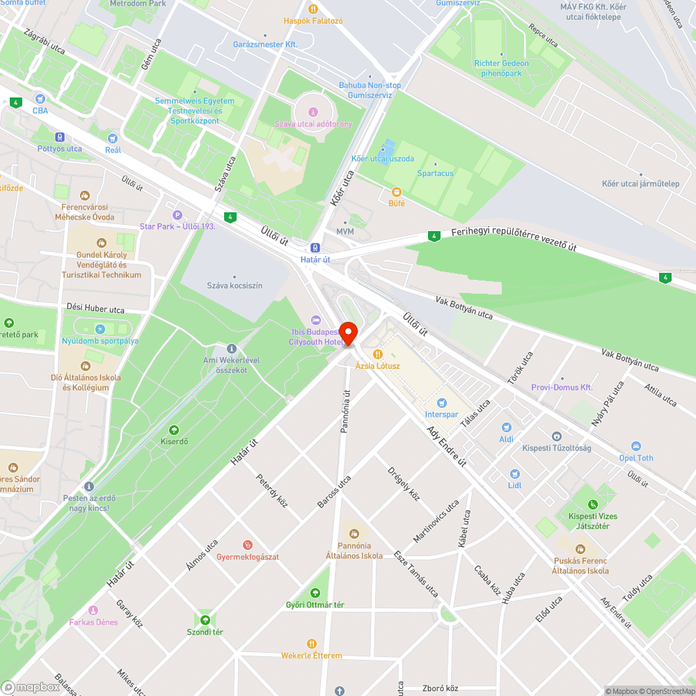 Fényterelő hiánya a Határ út egyik gyalogosátkelőhelyénél bejelentés helye