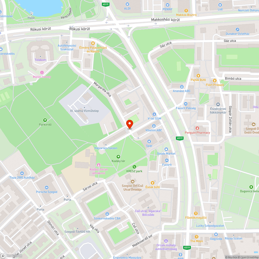 3 közepes méretű kátyú bejelentés helye