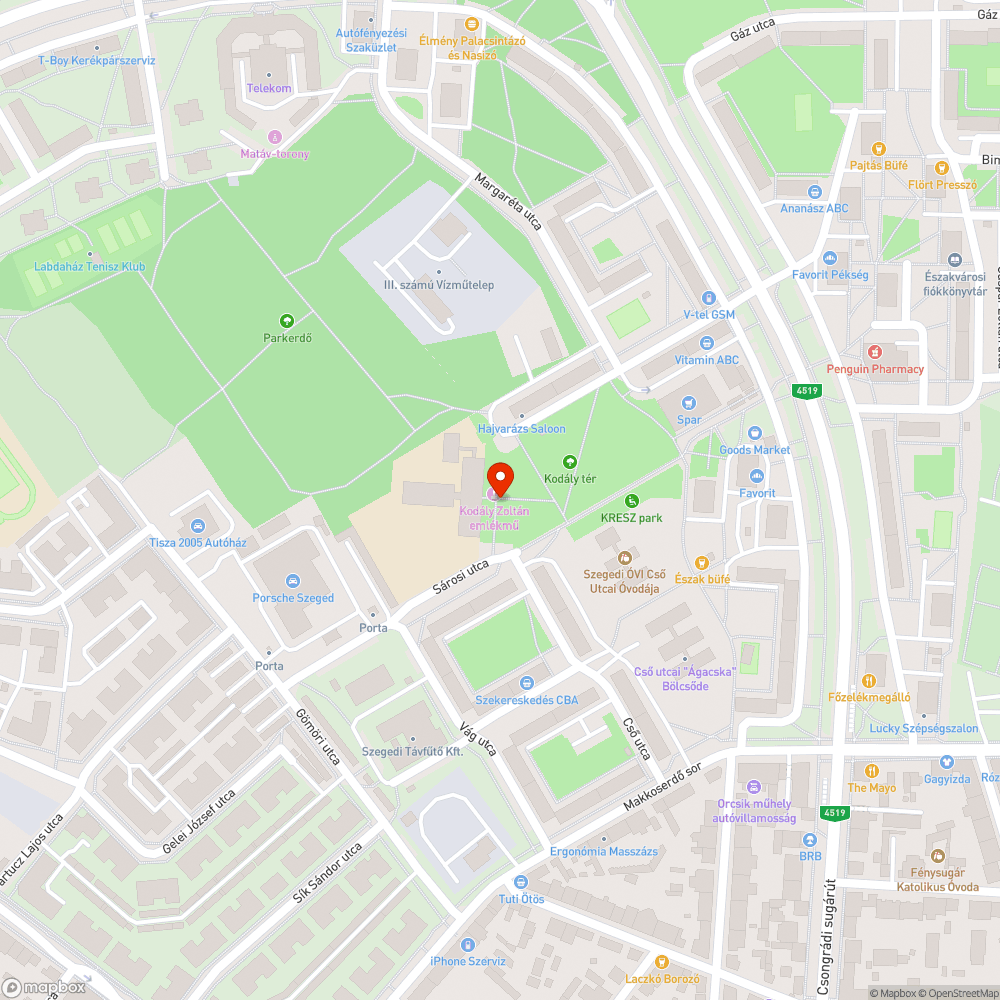 Törött pad bejelentés helye