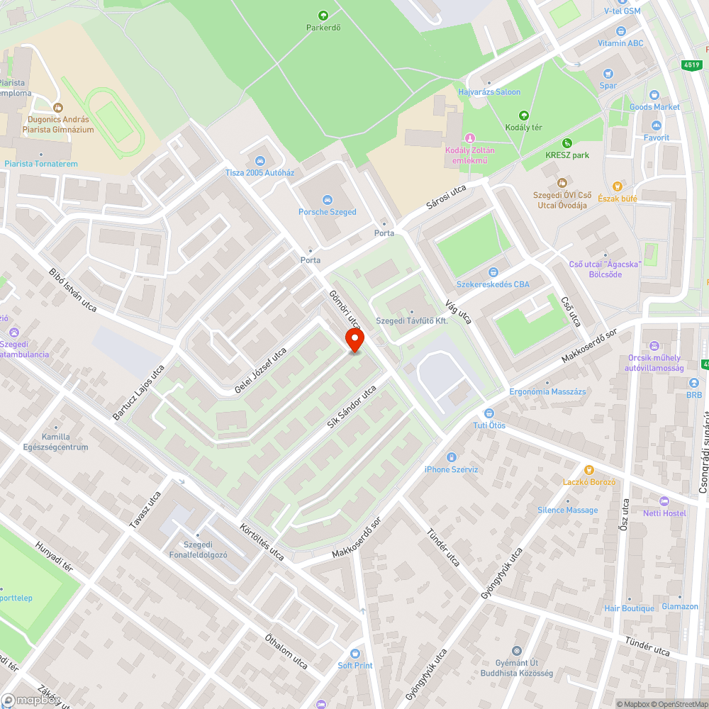 Kátyú az út közepén bejelentés helye