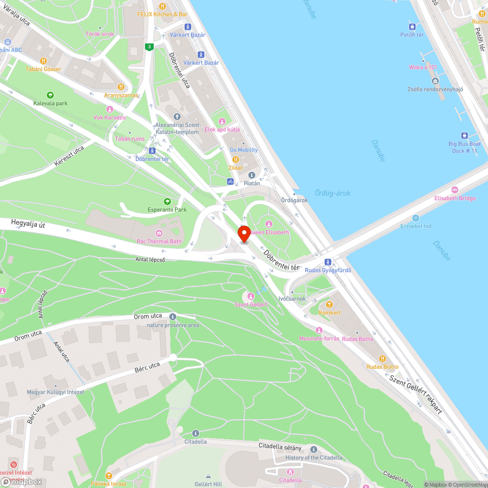 Balesetvszélyt okozó változtatás az Erzsébet híd budai felhajtójánál bejelentés helye