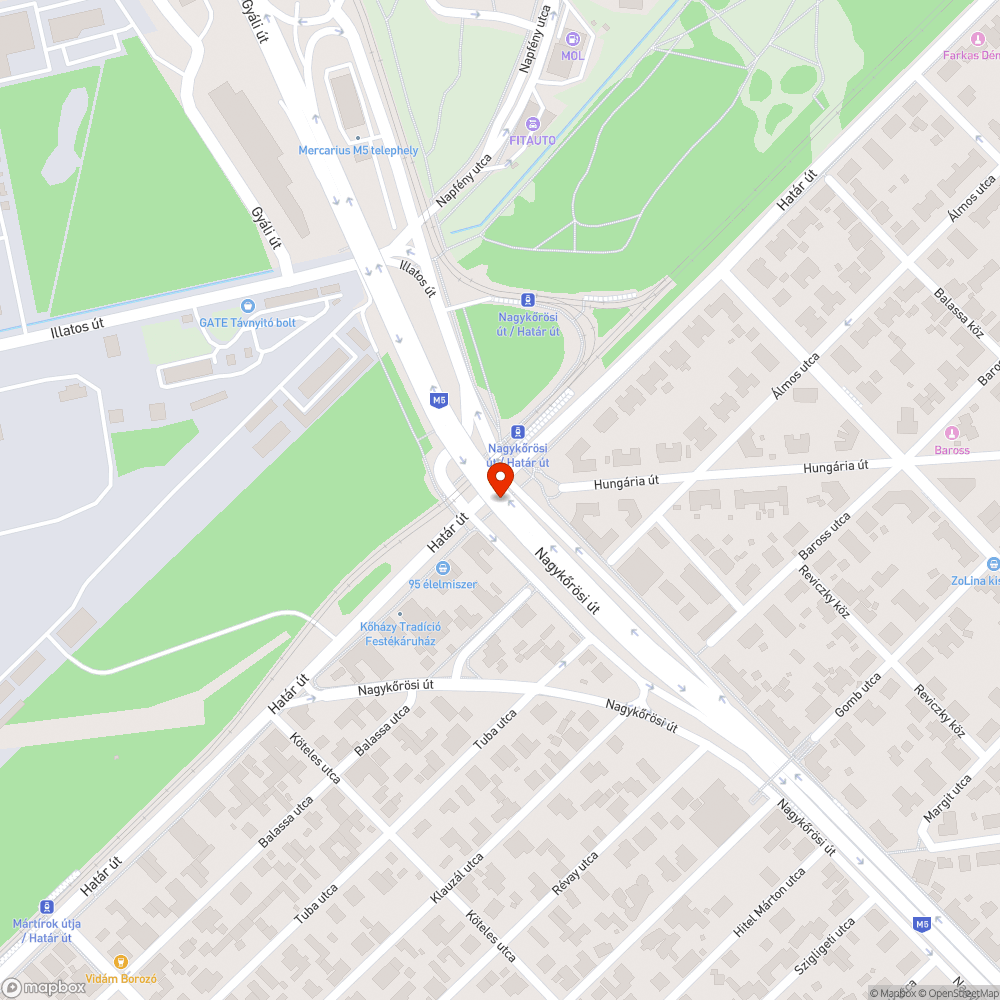 Két darab betonkocka a felüljáró alatt bejelentés helye