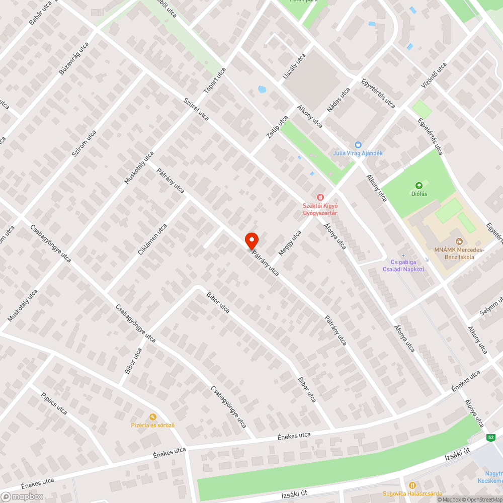 Kátyú a Párfrány utcában bejelentés helye