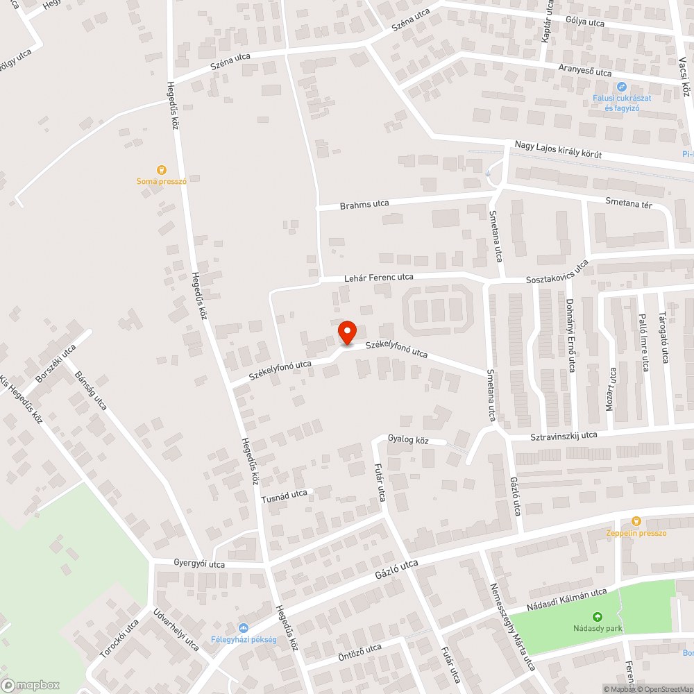 Közvilágítás részleges hiánya a Székelyfonó utcában bejelentés helye