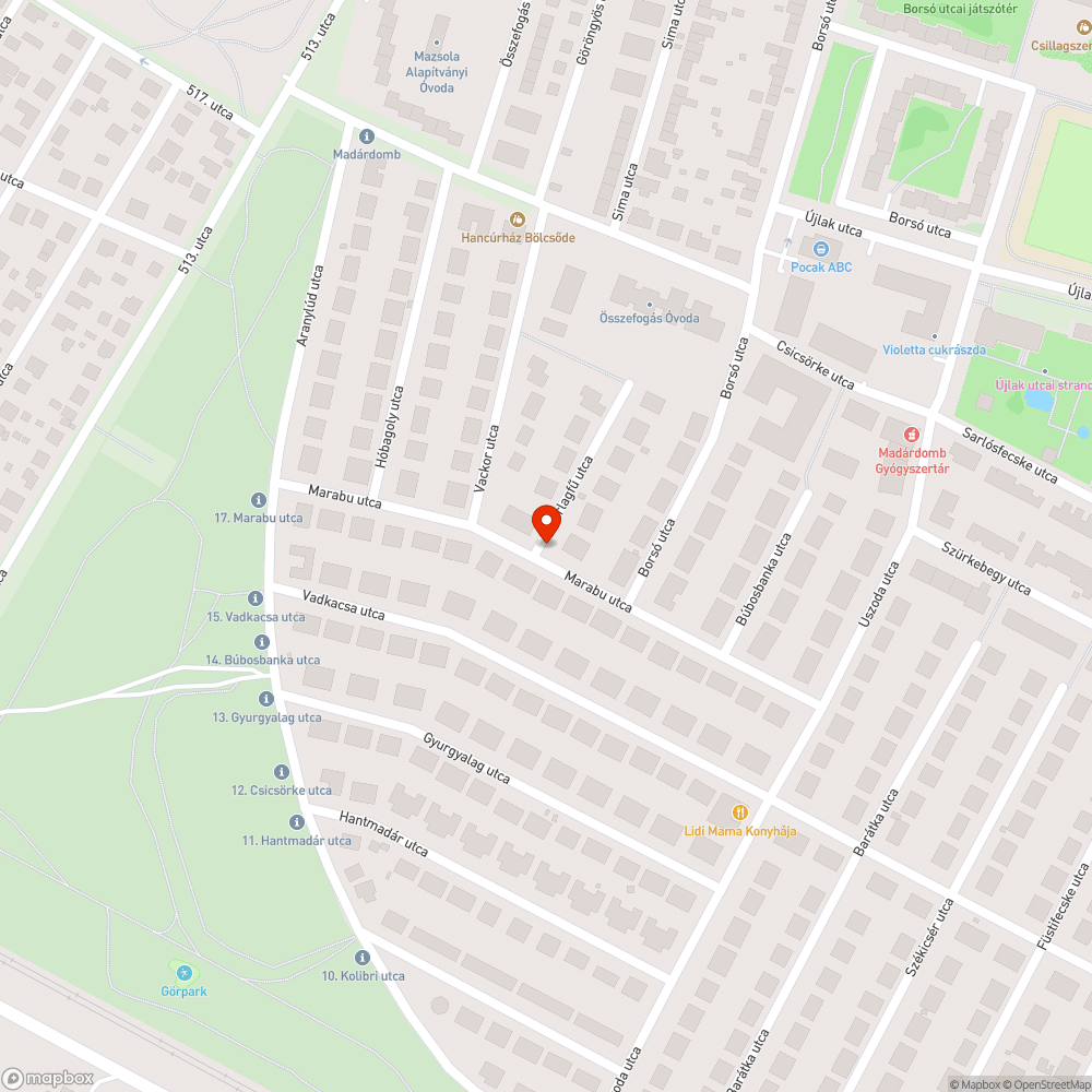 Kátyú az úton és a szélén bejelentés helye