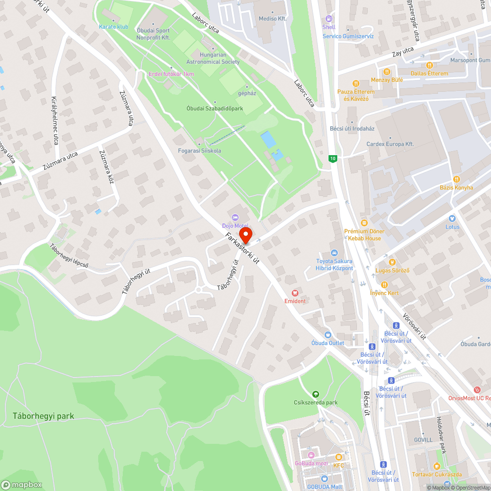 III. Táborhegyi út kátyú bejelentés helye