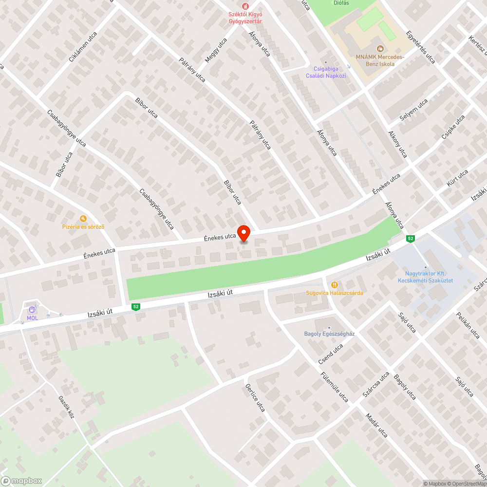 Kátyú az Énekes utcában 2. bejelentés helye