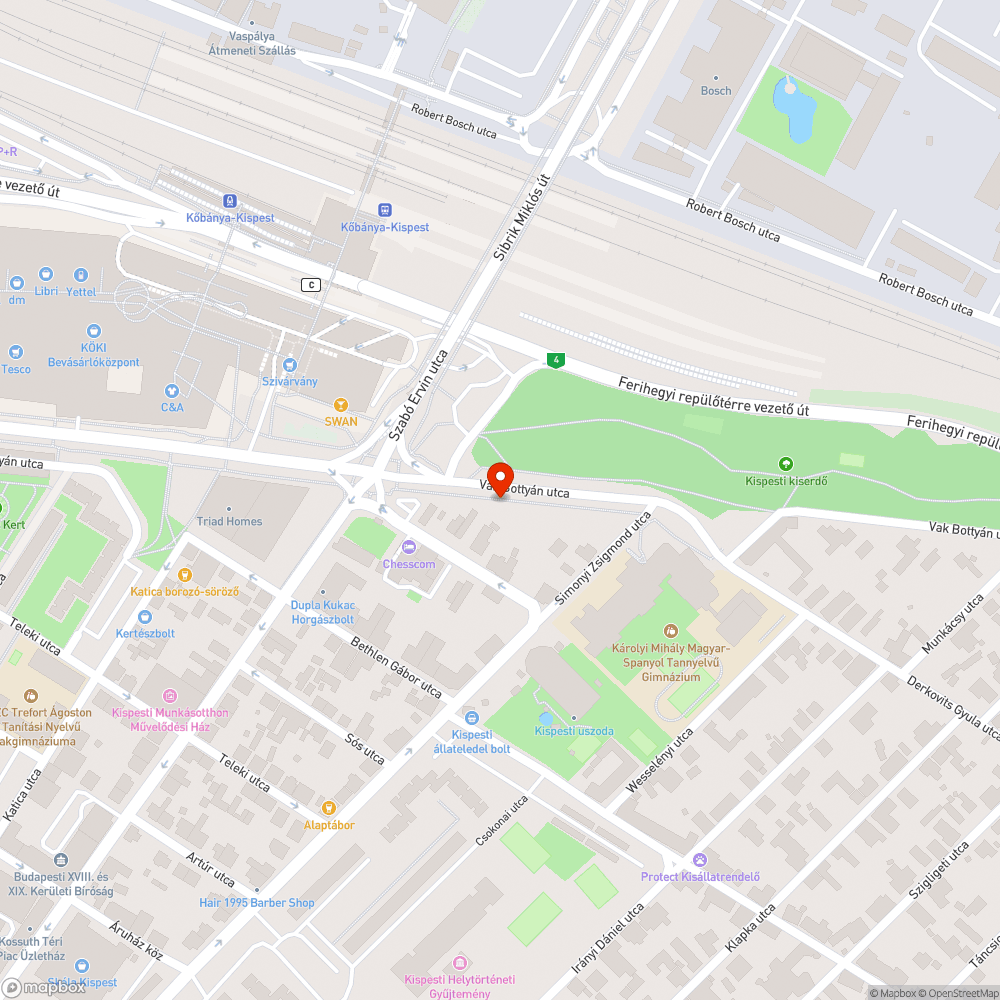 Vak Bottyán utcai fasor, telepítési hiba bejelentés helye