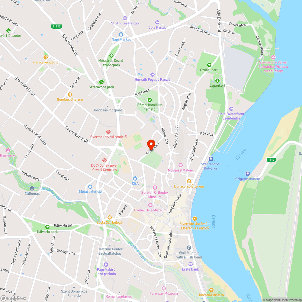 Szentendre, Arzén utcában 2 súlyos úthiba bejelentés helye