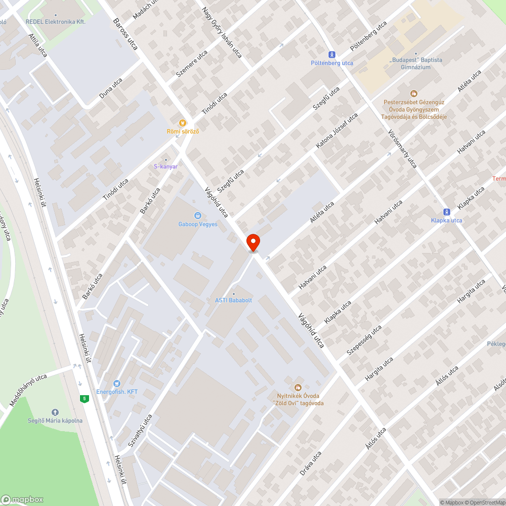 Kátyú a Vágóhíd utcában bejelentés helye