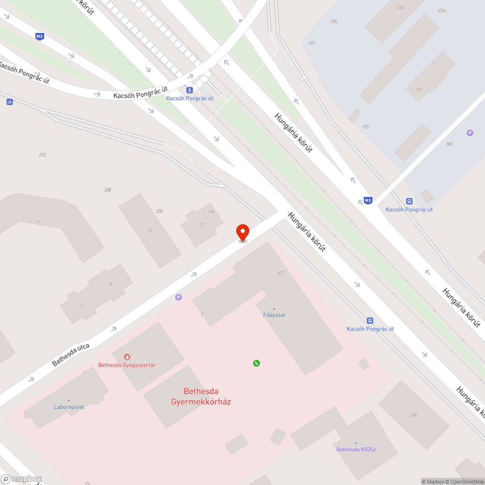 Kátyú a kórház előtt bejelentés helye