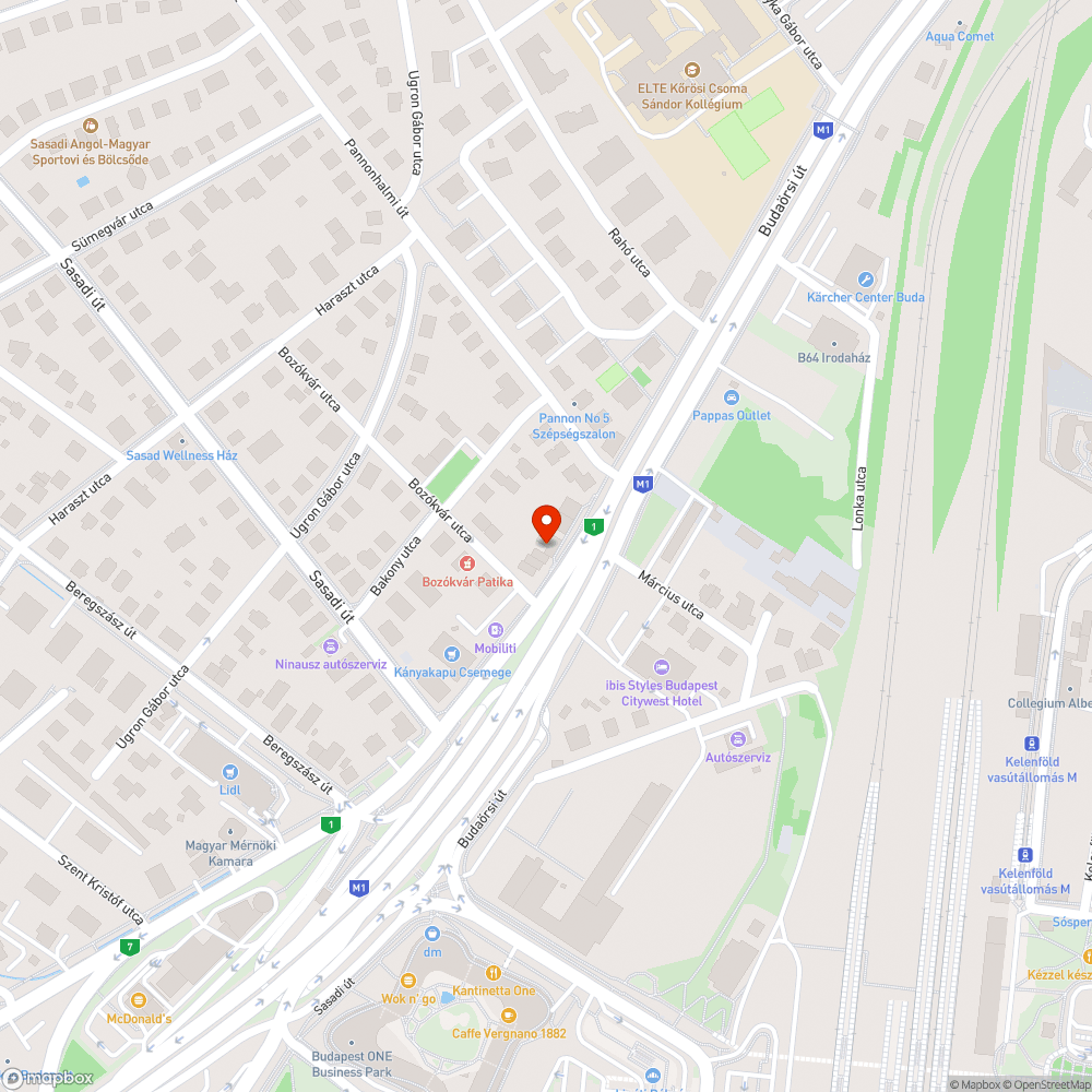 Budaörsi út üvegszilánk bejelentés helye