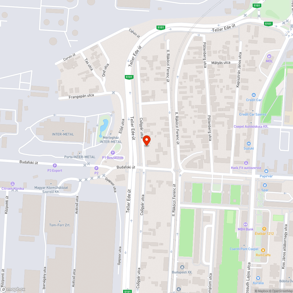 Elszökött kresztábla Csőgyár utca bejelentés helye