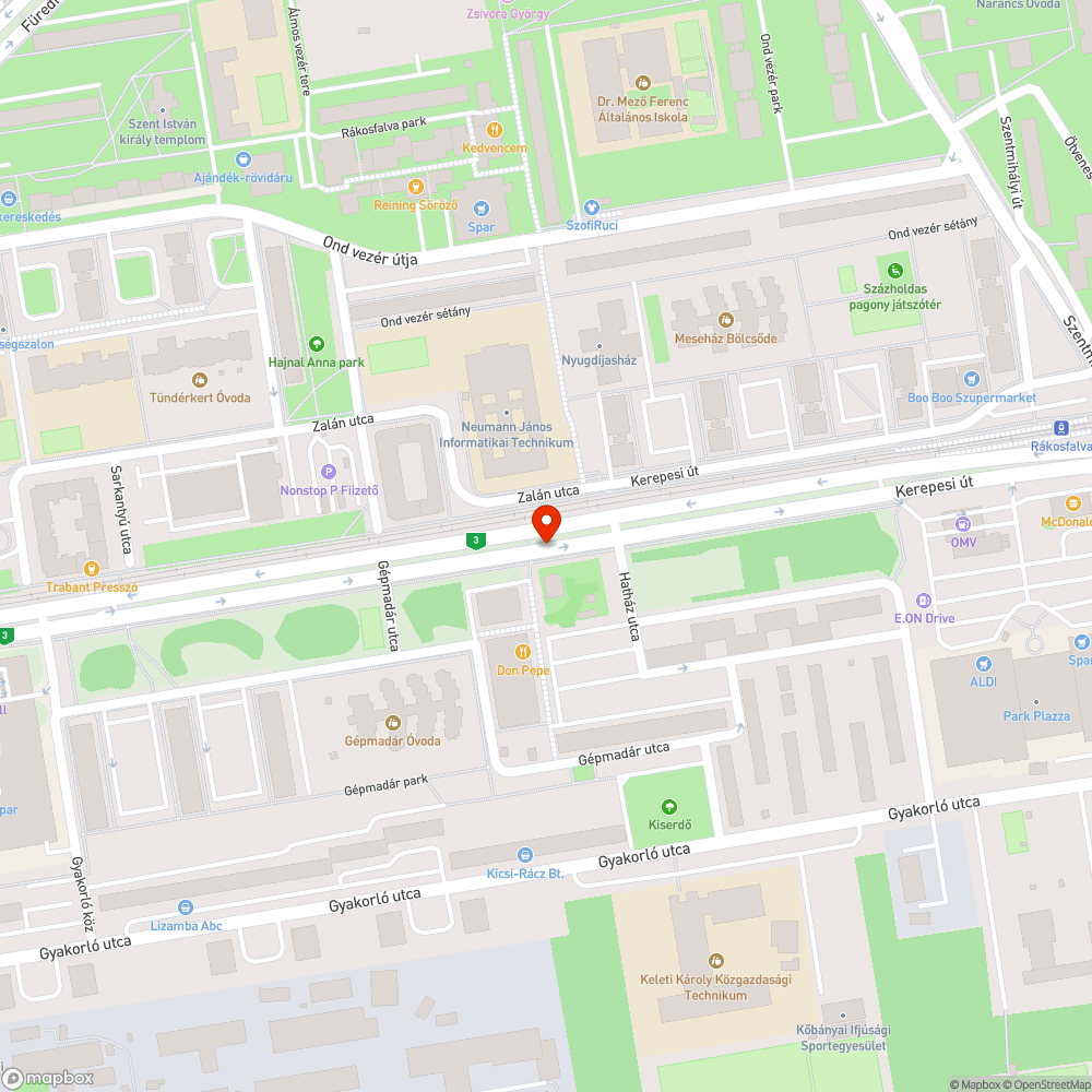 Közvilágítási hiba a Kerepesi úton bejelentés helye