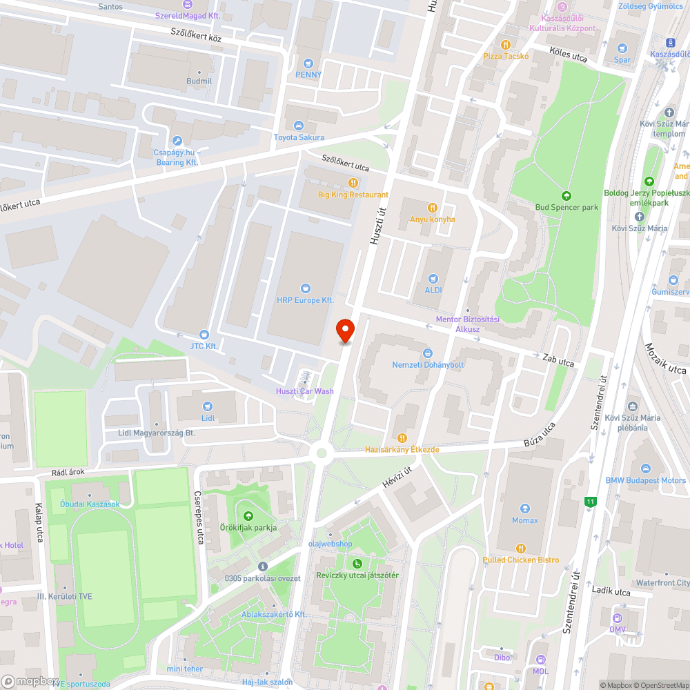 Huszti út átmenő teherforgalom bejelentés helye