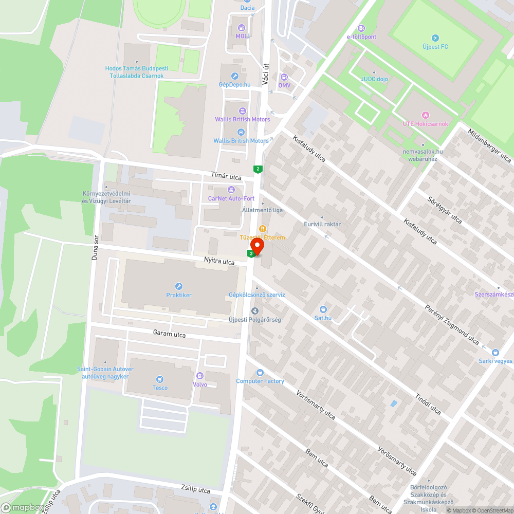 Kátyús szervízút bejelentés helye