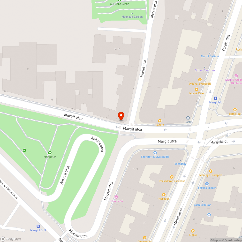 Kátyú a Margit és a Mecset utca sarkán bejelentés helye