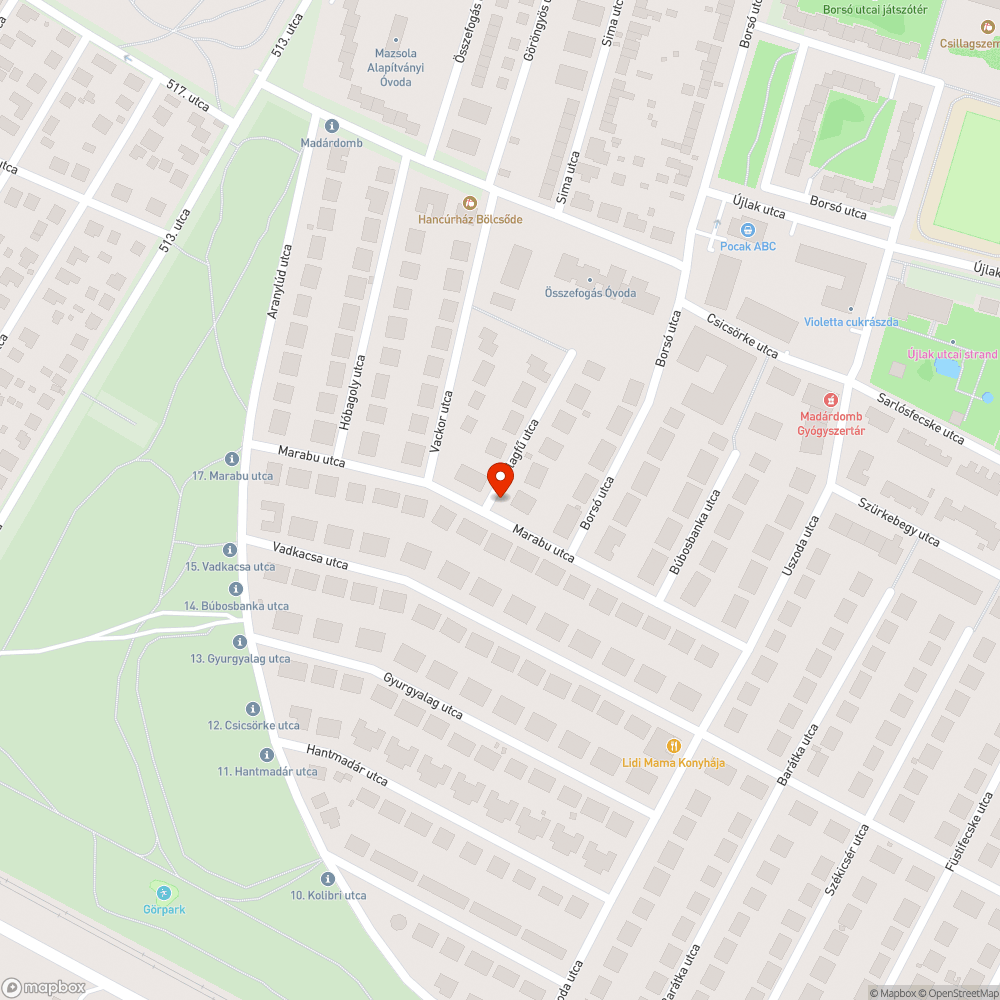 Kátyú - 1173 Budapest Marabu utca 31 bejelentés helye