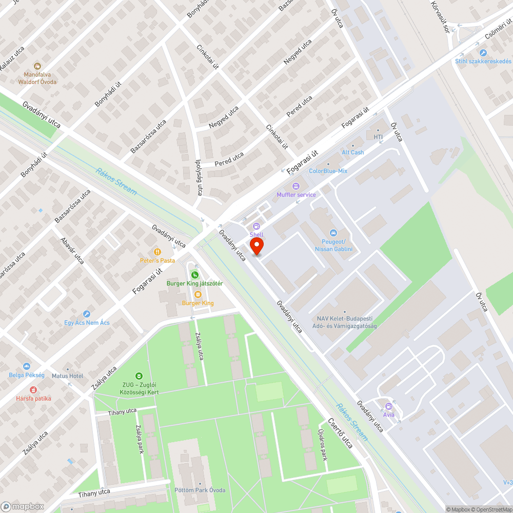 Elhagyott autó bejelentés helye