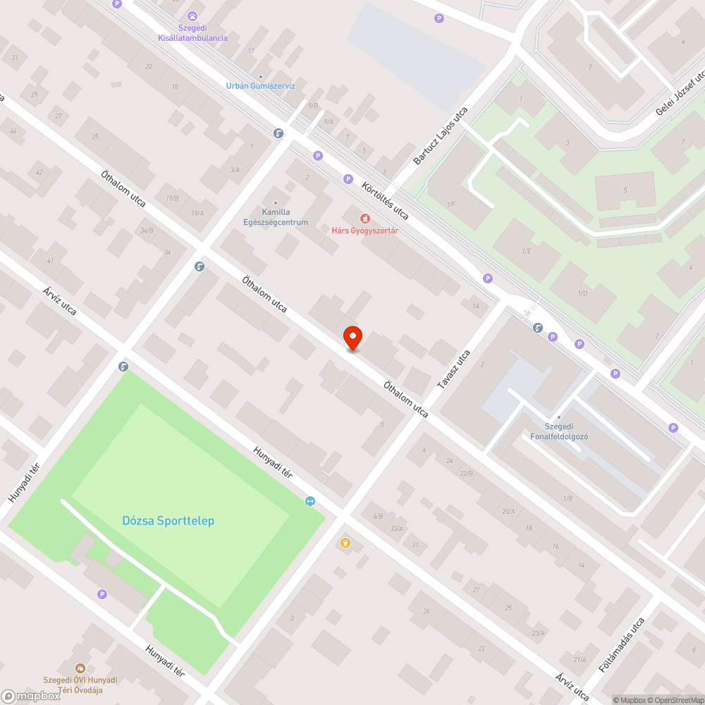 Öthalom utcai kátyú bejelentés helye