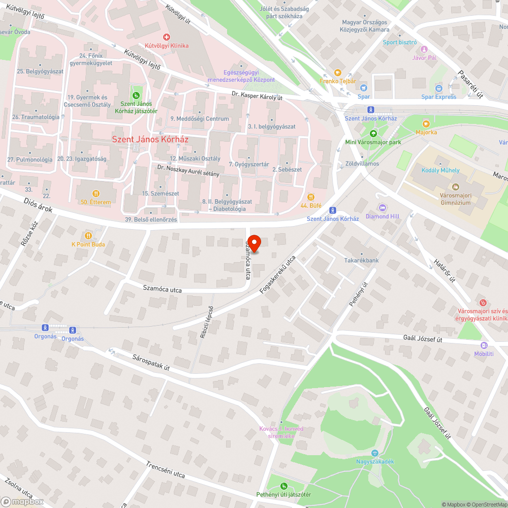 Széttört járda Szamóca utca bejelentés helye