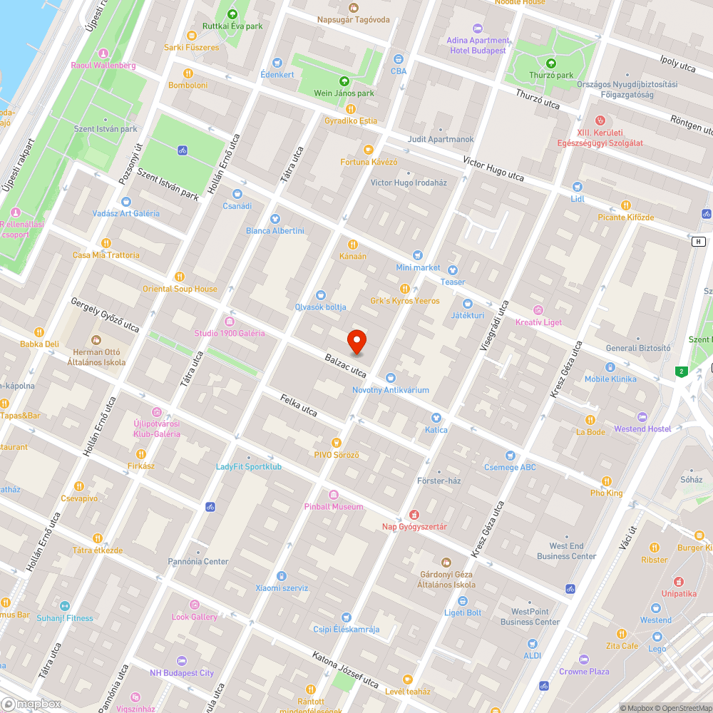 Szabálytalan parkolás a járdán (1136 Budapest, Balzac utca 17–19) bejelentés helye