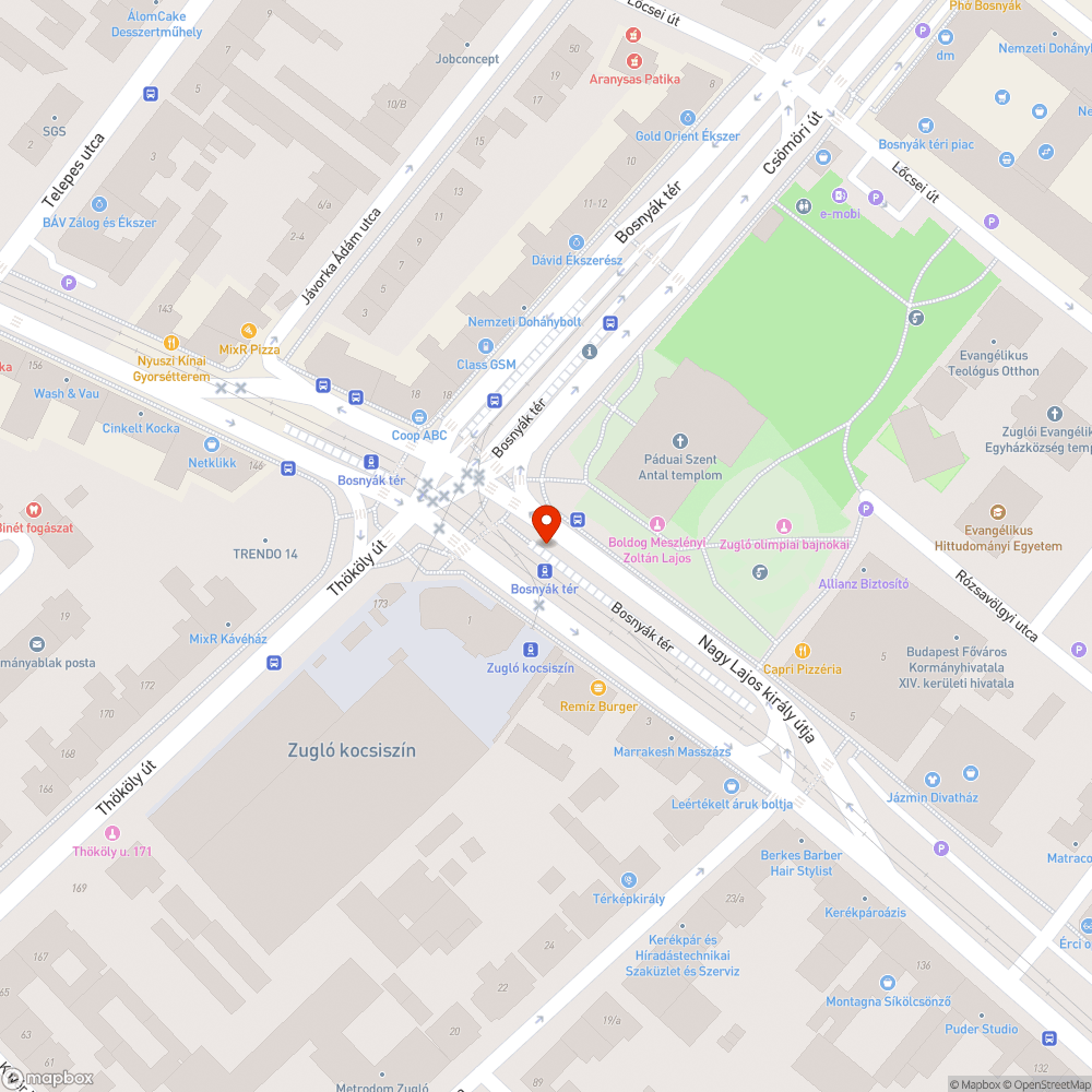 Szennyezett járda és villamospálya bejelentés helye