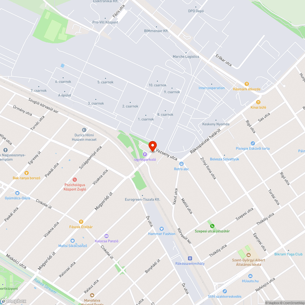 Vezseny utca - Rákospalotai körvasút sor összekötése bejelentés helye