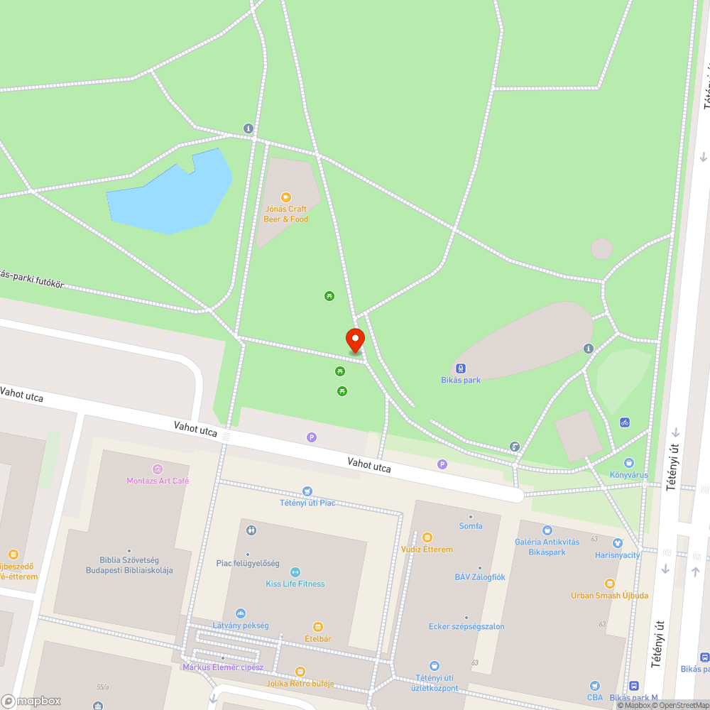 Üvegszilánk a Bikás parkban bejelentés helye