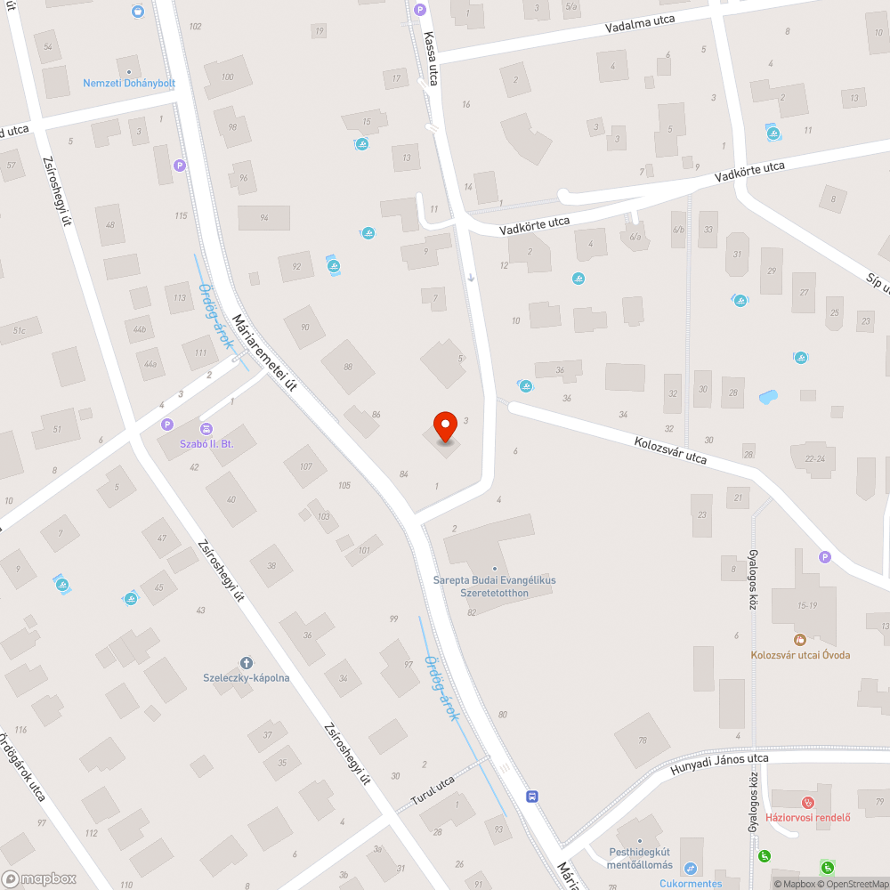 Kátyú, úthiba bejelentés helye