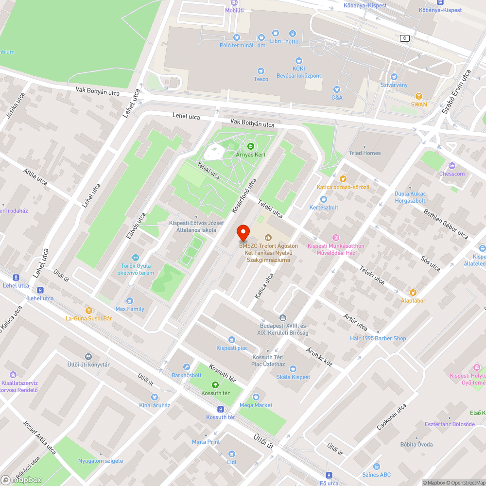 Megrongált utcabútor bejelentés helye