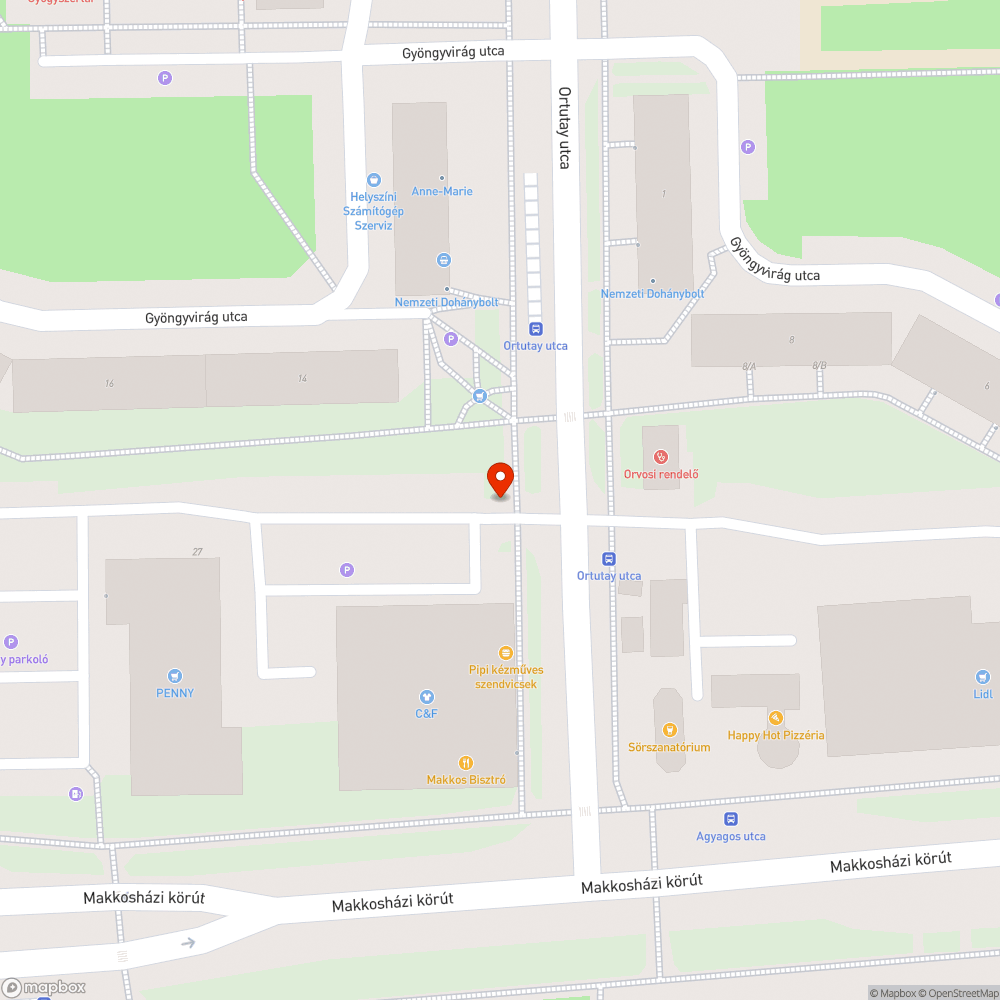 Nagy kátyú a Gyöngyvirág utcában bejelentés helye