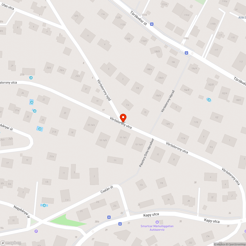 Kátyú a Vöröstorony utcában bejelentés helye