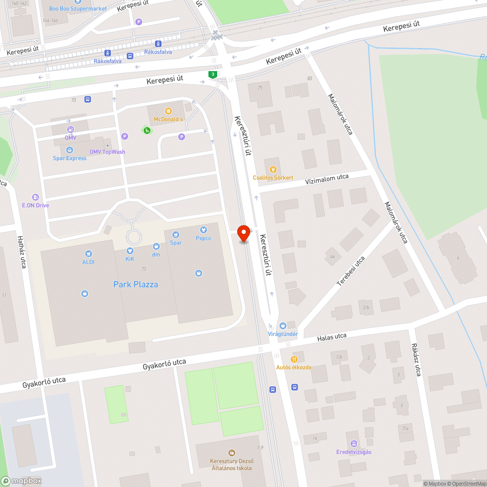 Közvilágítási hiba a Keresztúri úton bejelentés helye