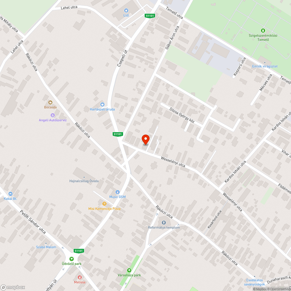 Kátyú bejelentés helye