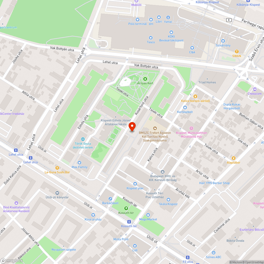 Feltépett utcabútor bejelentés helye