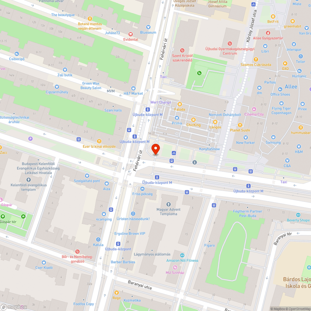 Újbuda-központi tűzcsap bejelentés helye